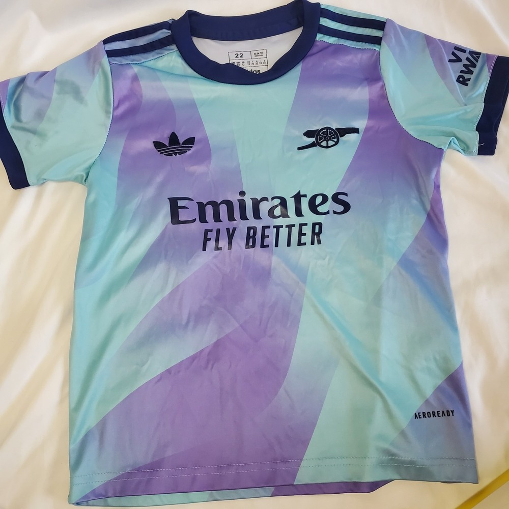 Adidas Arsenal FC Jersey Youth 22 2024/25 Third Kit Replica Soccer Shirt Blue 10